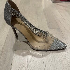 Silver Rhinestone Clear Stiletto Heels